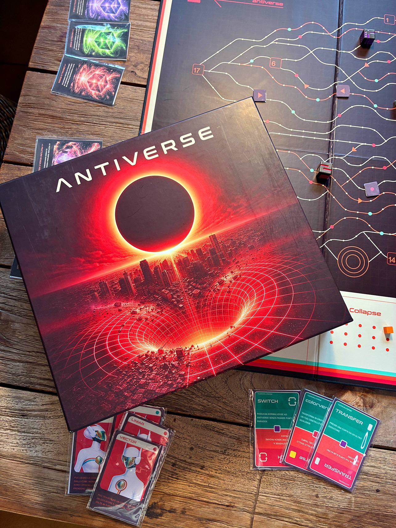 Antiverse box and game layout